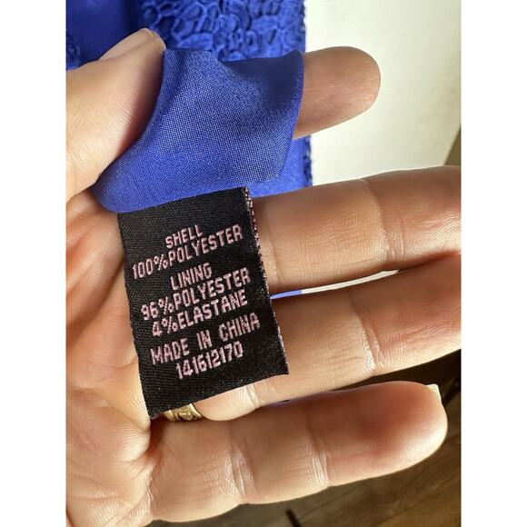 Aidan By Aidan Mattox Cobalt Blue Lace Overlay Open Back Cocktail Dress 0 XS GUC - Picture 5 of 12